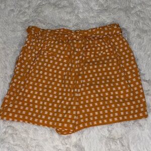 a new day Women's Tan Checkered High Waist Shorts